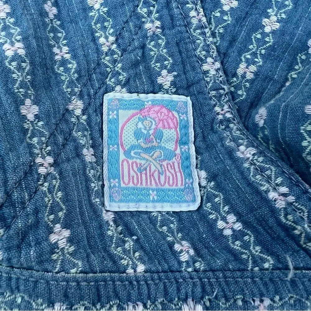 Vintage 80s 90s OshKosh B’Gosh pleated baggies striped floral overalls Girls 12S